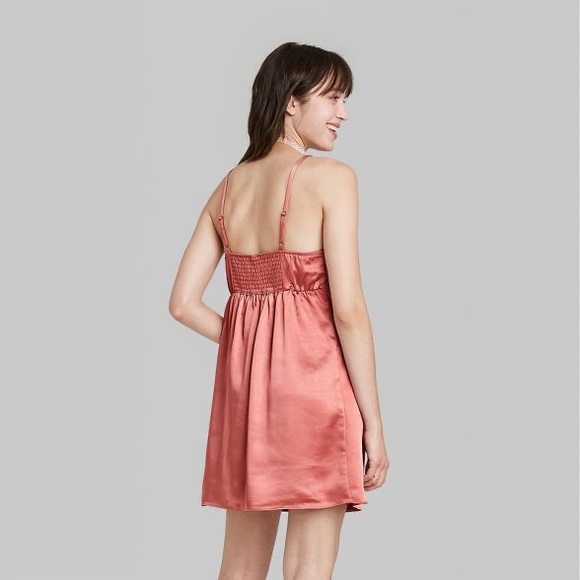 Rose Satin Slip Dress - Picture 2 of 3